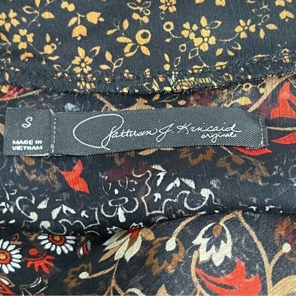 Patterson J Kincaid Sheer Boho Floral Slip Dress Tunic Gold Bead Accents Small - Picture 8 of 8